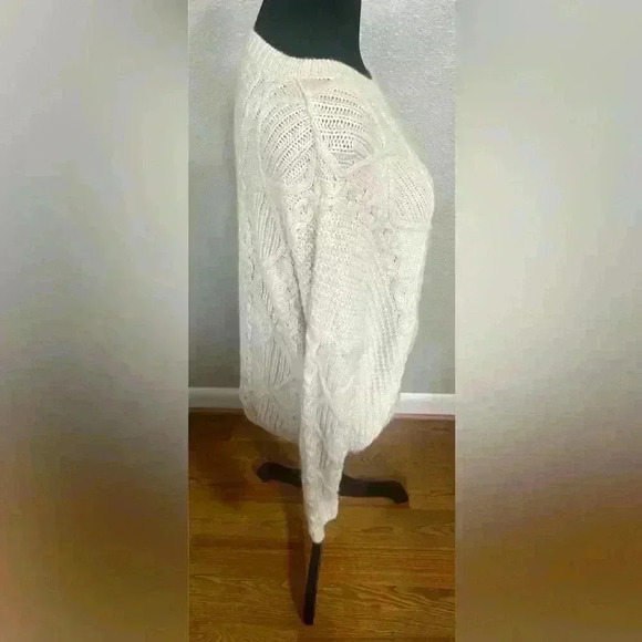 TOPSHOP Cable Knit Fisherman Sweater Chunky Ivory Size 10 acrylic/nylon/angora - Picture 4 of 6